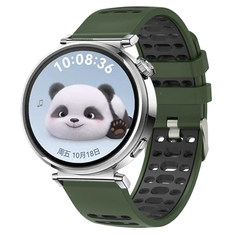22mm Silicone Band for Keep Watch Pilot 1 / Xiaomi Watch S4 / Huawei Watch GT 5 Pro 46mm Dual Color Watch Strap - Army Green+Dark Grey