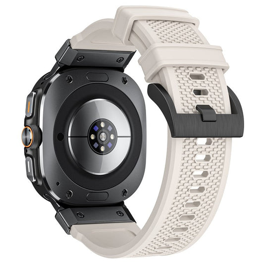 LEMONDA For Samsung Galaxy Watch Ultra 47mm Band Rubber Breathable Watch Strap - Starlight / Black Connector