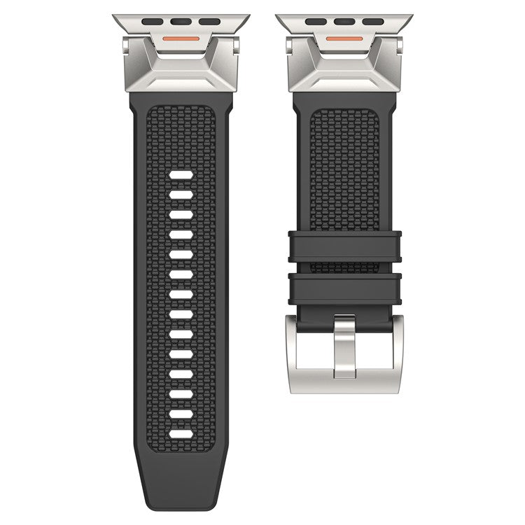 LEMONDA Watch Strap For Apple Watch Series 10 Ultra 9 8 7 SE 6 5 4 3 2 1 46mm 49mm 45mm 44mm 42mm Soft Rubber Sport Band - Black