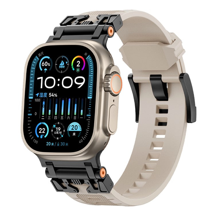 KALEBOL Armor TPU Watch Strap for Apple Watch Series 10 Ultra 9 8 7 SE 6 5 4 3 2 1 46mm 49mm 45mm 44mm 42mm Wrist Band - Black+Starlight