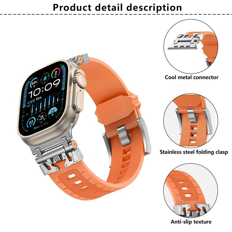KALEBOL Armor TPU Watch Strap for Apple Watch Series 10 Ultra 9 8 7 SE 6 5 4 3 2 1 46mm 49mm 45mm 44mm 42mm Wrist Band - Silver+Grey