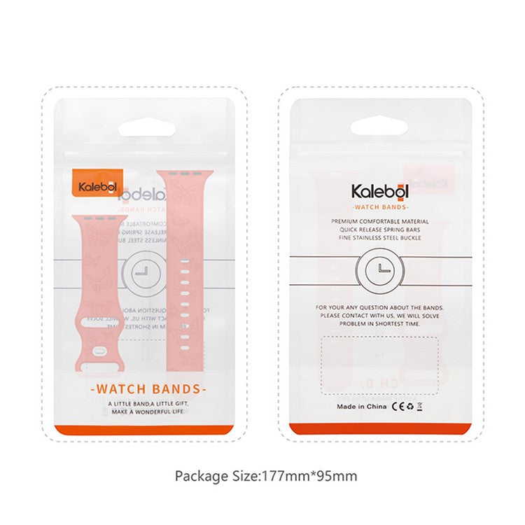 KALEBOL Butterfly Imprint Watch Strap for Apple Watch Series 10 Ultra 9 8 7 SE 6 5 4 3 2 1 46mm 49mm 45mm 44mm 42mm Silicone Band - Olive Green