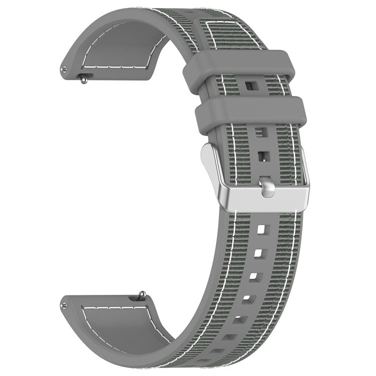 KALEBOL 22mm Silicone+Nylon Watch Band for Samsung Galaxy Watch3 45mm / Huawei Watch GT 4 46mm Wrist Strap - Grey