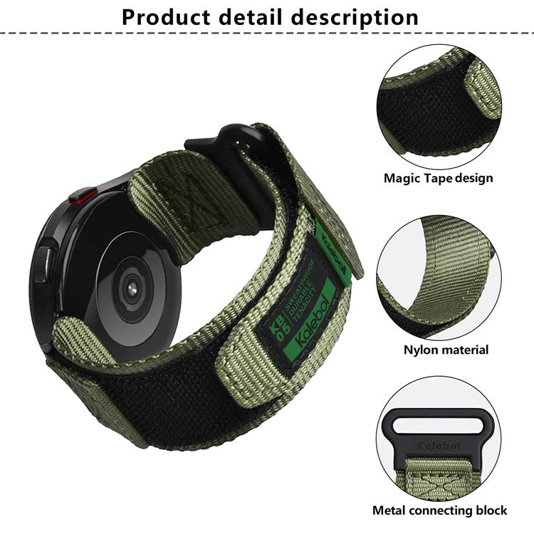 KALEBOL 22mm Nylon Watch Strap for Samsung Galaxy Watch3 45mm / Huawei Watch GT 5 46mm / GT 5 Pro 46mm Wrist Band with Magic Tape - Blue