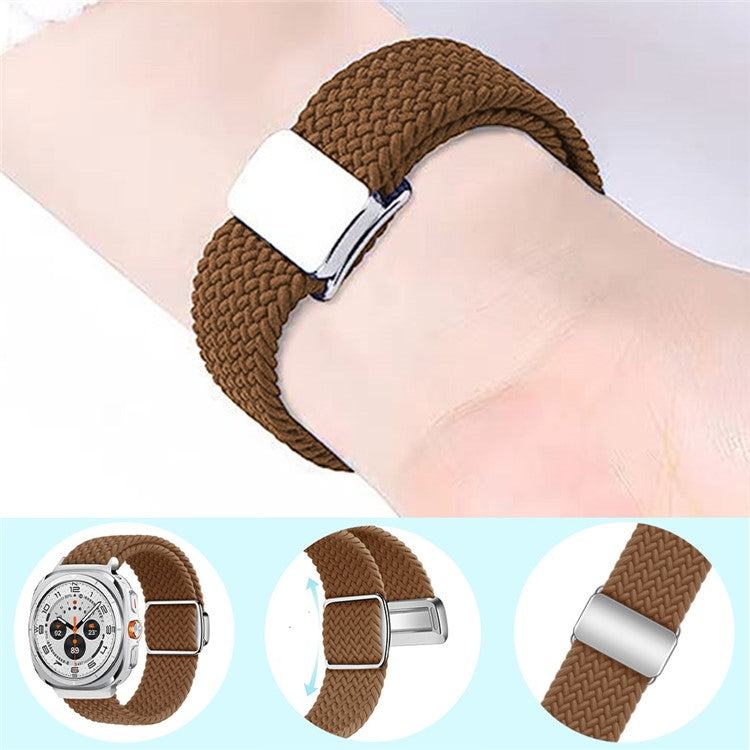 KALEBOL For Samsung Galaxy Watch Ultra 47mm Watch Strap Magnetic Buckle Braided Wrist Band - Smoke Purple+Silver Buckle