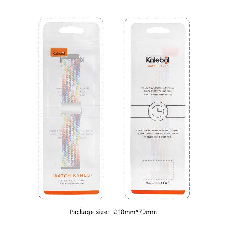 KALEBOL 20mm Magnetic Watch Strap for Samsung Galaxy Watch6 Classic 43mm / 47mm / Huawei Watch GT 4 41mm Nylon Band - Black Rainbow