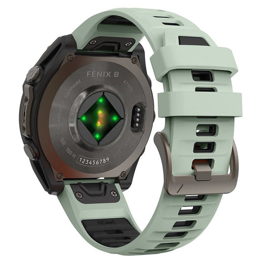 KALEBOL QuickFit 22mm Watch Strap for Garmin Fenix 7 Pro / 7 / 6 Pro Dual Color Silicone Wrist Band - Mint Green+Black