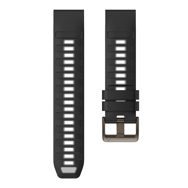 KALEBOL QuickFit 22mm Watch Strap for Garmin Fenix 7 Pro / 7 / 6 Pro Dual Color Silicone Wrist Band - Black+Grey