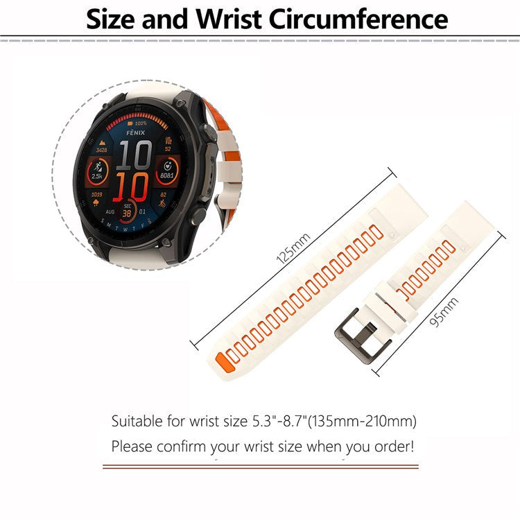 KALEBOL QuickFit 22mm Watch Strap for Garmin Fenix 7 Pro / 7 / 6 Pro Dual Color Silicone Wrist Band - Black+Grey