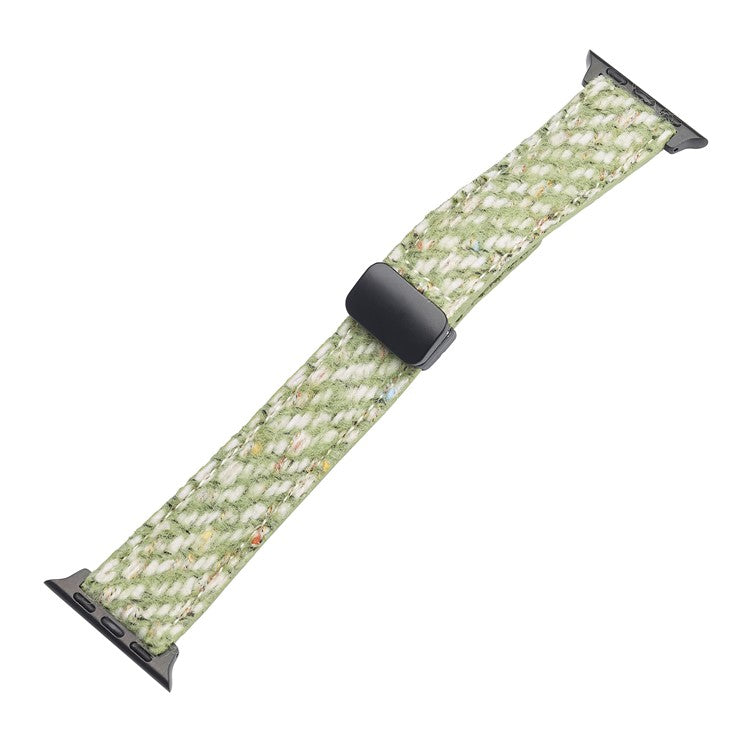 Genuine Cow Leather+Wool Watch Band for Apple Watch Series 10 9 8 7 SE 6 5 4 3 2 1 42mm 41mm 40mm 38mm Wrist Strap - Green
