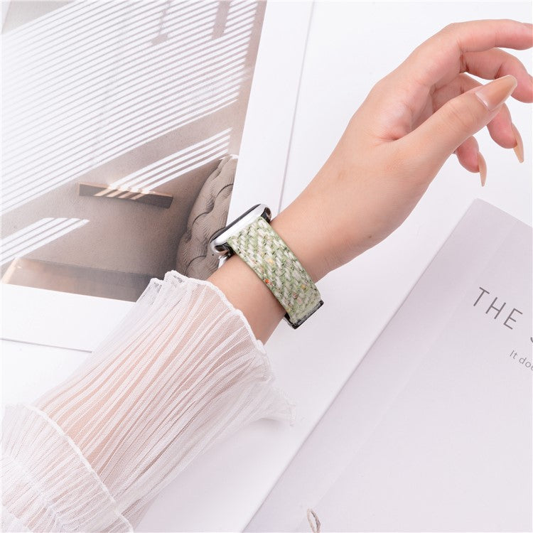 Genuine Cow Leather+Wool Watch Band for Apple Watch Series 10 9 8 7 SE 6 5 4 3 2 1 42mm 41mm 40mm 38mm Wrist Strap - Green