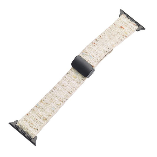 Genuine Cow Leather+Wool Watch Band for Apple Watch Series 10 Ultra 9 8 7 SE 6 5 4 3 2 1 46mm 49mm 45mm 44mm 42mm Wrist Strap - Beige