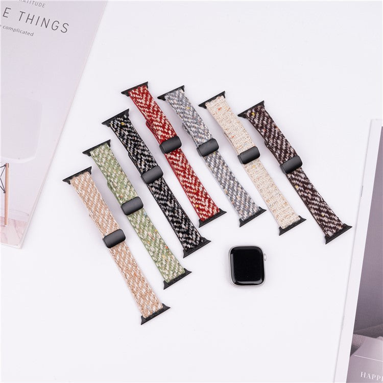 Genuine Cow Leather+Wool Watch Band for Apple Watch Series 10 Ultra 9 8 7 SE 6 5 4 3 2 1 46mm 49mm 45mm 44mm 42mm Wrist Strap - Beige