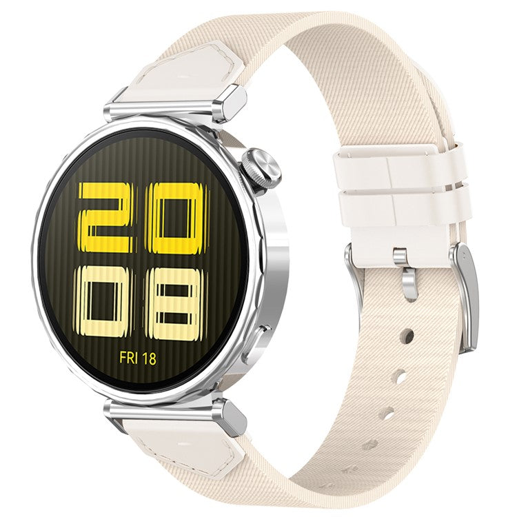 Nylon + Denim Strap for Huawei Watch GT 5 Pro 42mm / GT 5 41mm / GT 4 41mm Universal 18mm Watchband - White
