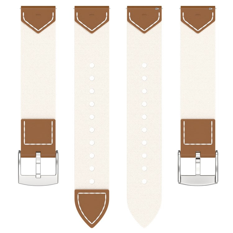 Nylon + Denim Strap for Huawei Watch GT 5 Pro 42mm / GT 5 41mm / GT 4 41mm Universal 18mm Watchband - Brown+White