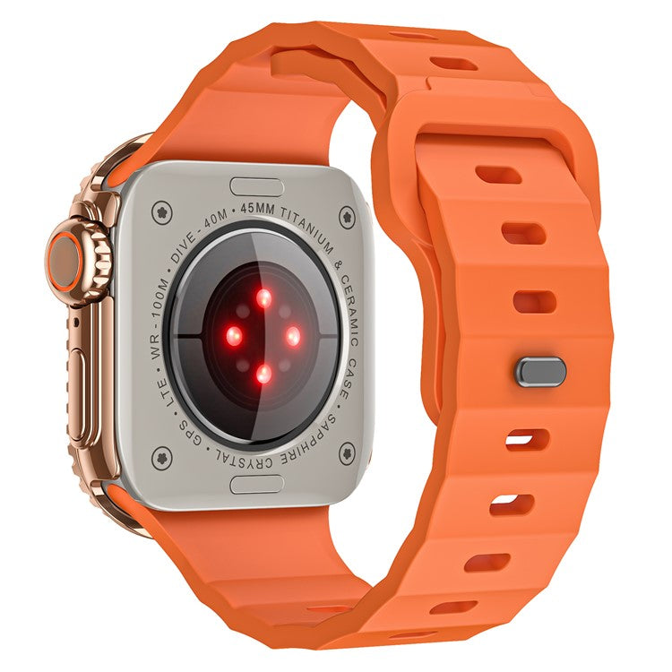 Fluorubber Watch Strap for Apple Watch Series 10 Ultra 9 8 7 SE 6 5 4 3 2 1 46mm 49mm 45mm 44mm 42mm Wave Band - Orange