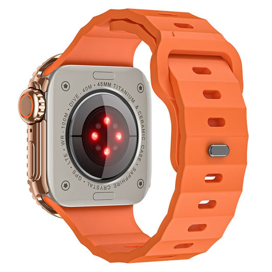 Fluorubber Watch Strap for Apple Watch Series 10 Ultra 9 8 7 SE 6 5 4 3 2 1 46mm 49mm 45mm 44mm 42mm Wave Band - Orange
