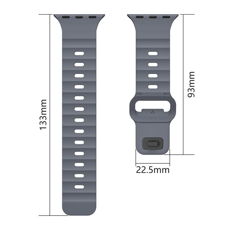 Fluorubber Watch Strap for Apple Watch Series 10 Ultra 9 8 7 SE 6 5 4 3 2 1 46mm 49mm 45mm 44mm 42mm Wave Band - Black