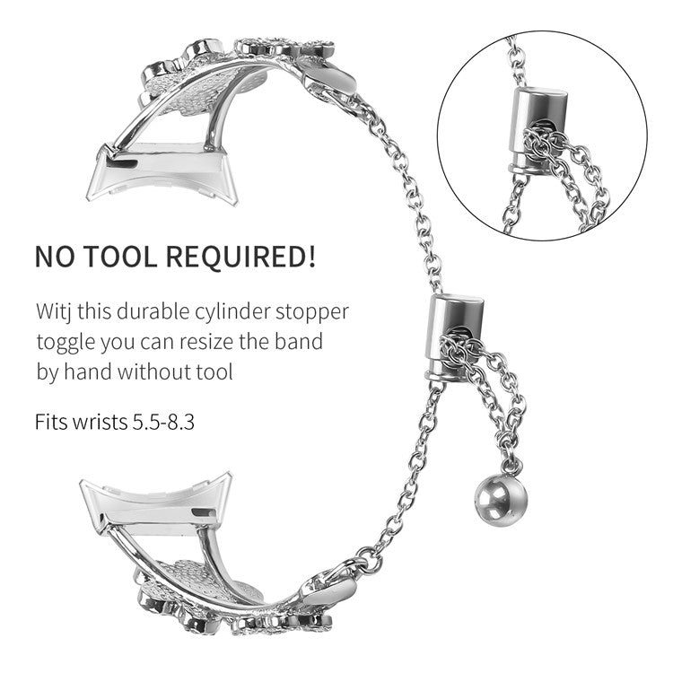 Metal Band For Google Pixel Watch 3 41mm  /  Pixel Watch 2  /  Pixel Watch Heart Clover Decor Watch Strap - Silver