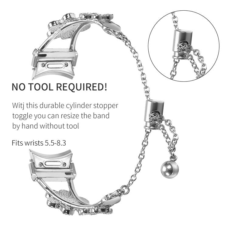 Metal Band with Quick Release Connector For Samsung Galaxy Watch5  /  Watch4 40  /  42  /  44  /  45  /  46mm Heart Clover Decor Watch Strap - Silver