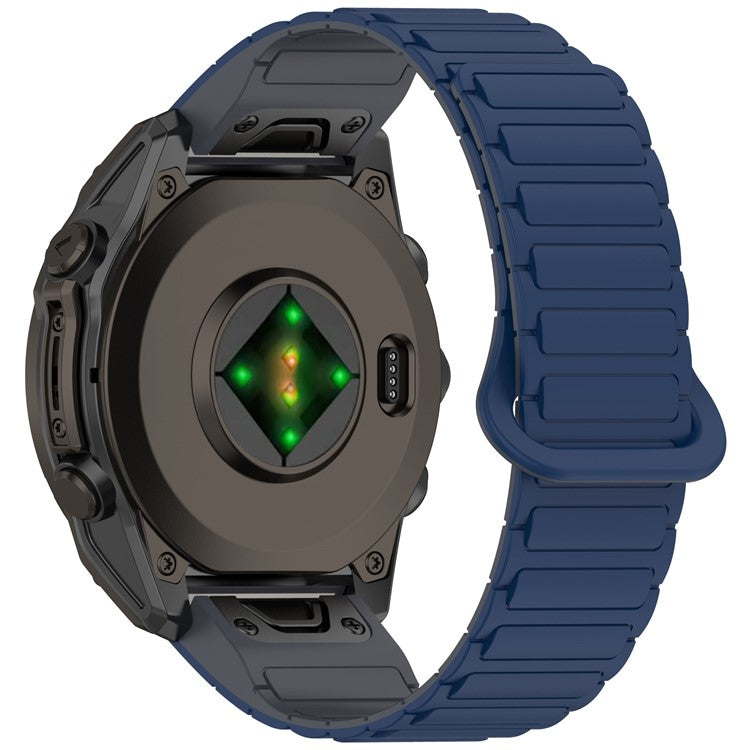 20mm Magnetic Watch Band for Garmin Fenix 8 43mm / Descent MK3 Quick Release Soft Silicone Strap - Midnight Blue+Grey