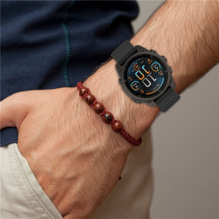20mm Magnetic Watch Band for Garmin Fenix 8 43mm / Descent MK3 Quick Release Soft Silicone Strap - Midnight Blue+Grey