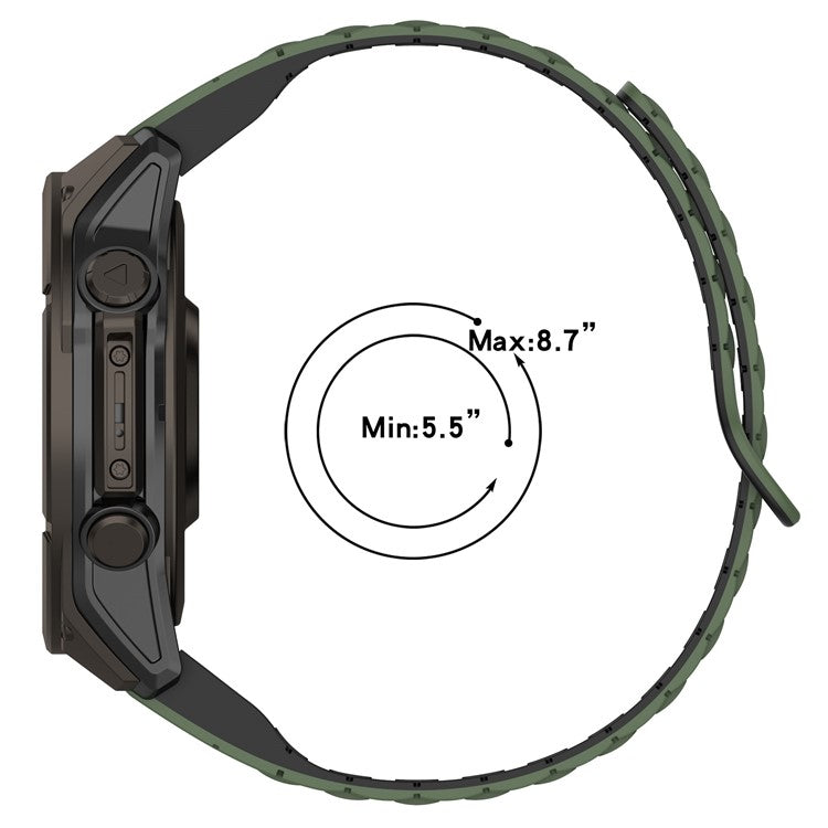 20mm Magnetic Watch Band for Garmin Fenix 8 43mm / Descent MK3 Quick Release Soft Silicone Strap - Midnight Blue+Grey
