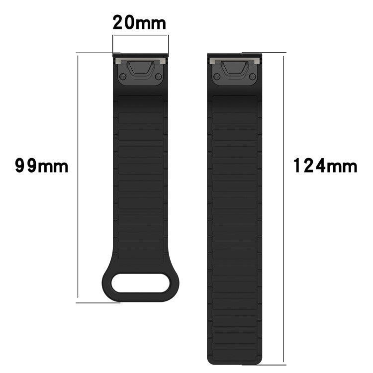 20mm Magnetic Watch Band for Garmin Fenix 8 43mm / Descent MK3 Quick Release Soft Silicone Strap - Midnight Blue+Grey