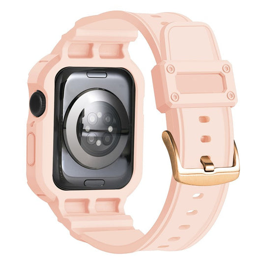 For Apple Watch Series 10 42mm Strap Soft TPU Watch Band with Integrated Watch Case - Pink