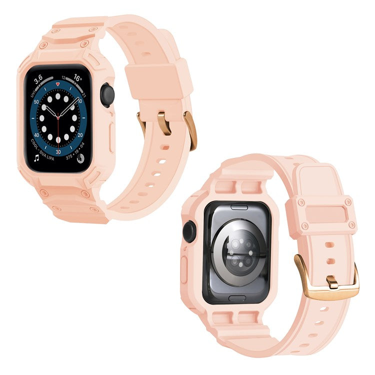 For Apple Watch Series 10 42mm Strap Soft TPU Watch Band with Integrated Watch Case - Pink