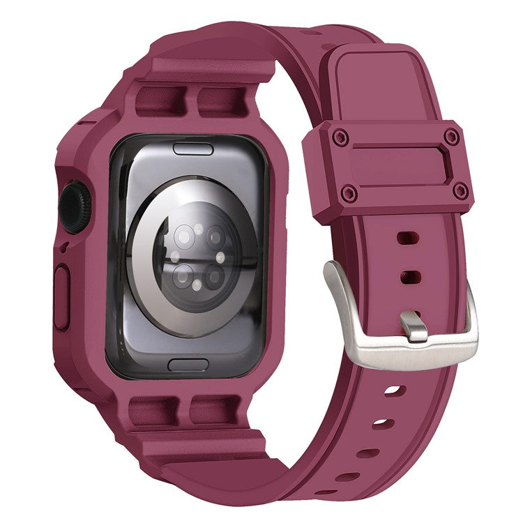For Apple Watch Series 10 42mm Strap Soft TPU Watch Band with Integrated Watch Case - Plum