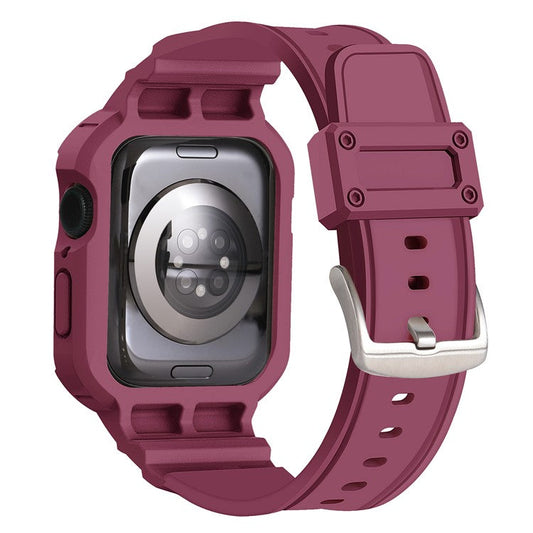 For Apple Watch Series 10 42mm Strap Soft TPU Watch Band with Integrated Watch Case - Plum