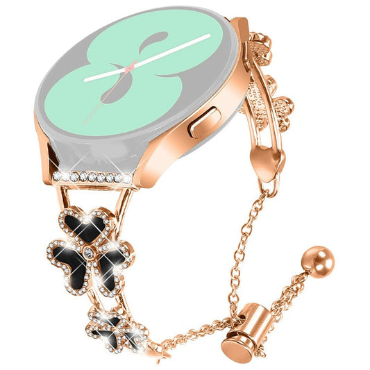 Metal Band Heart Clover Decor For Samsung Galaxy Watch3 41mm Watch Bracelet Replacement - Rose Gold