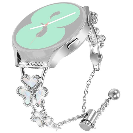 Metal Band For Garmin D2 Air X10  /  Bounce Heart Clover Decor Watch Strap - Silver