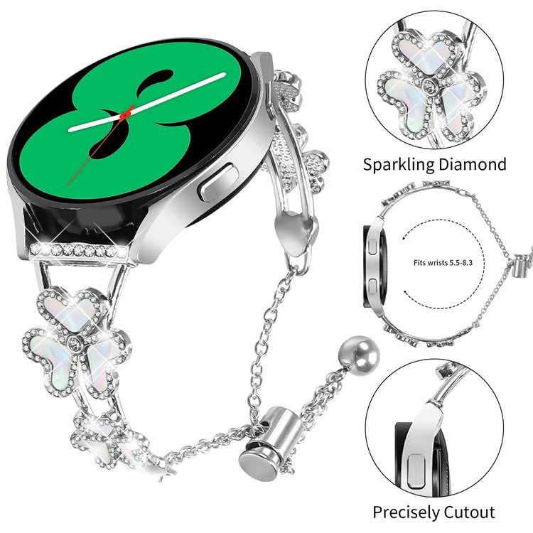 Metal Band For Garmin D2 Air X10  /  Bounce Heart Clover Decor Watch Strap - Silver