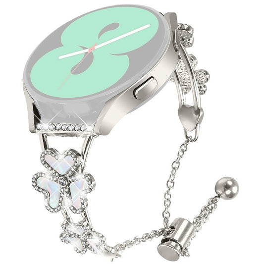 Metal Band Heart Clover Decor For Garmin vivomove Trend  /  Venu Sq 2 Watch Bracelet Replacement - Starlight