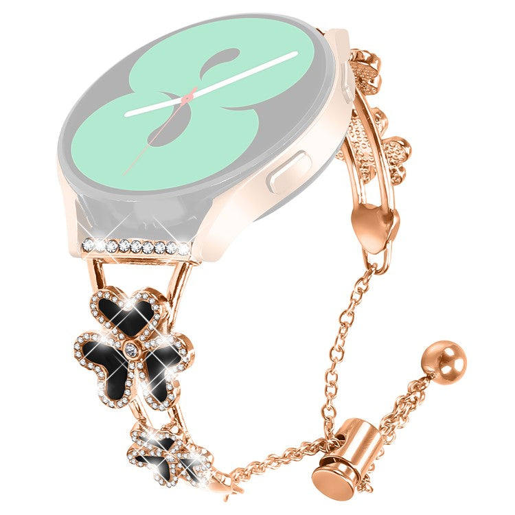 Metal Band Heart Clover Decor For GarminMove Luxe  /  Vivomove Luxe Watch Bracelet Replacement - Rose Gold