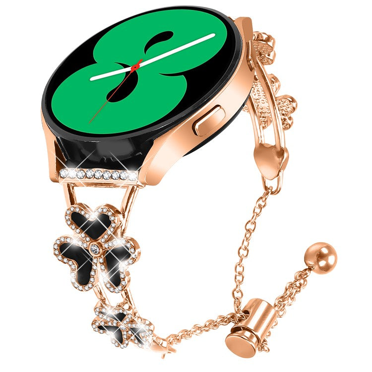 Metal Band Heart Clover Decor For GarminMove Luxe  /  Vivomove Luxe Watch Bracelet Replacement - Rose Gold