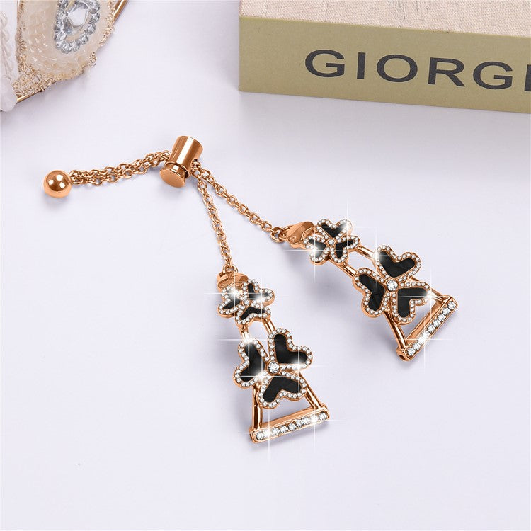 Metal Band Heart Clover Decor For GarminMove Luxe  /  Vivomove Luxe Watch Bracelet Replacement - Rose Gold