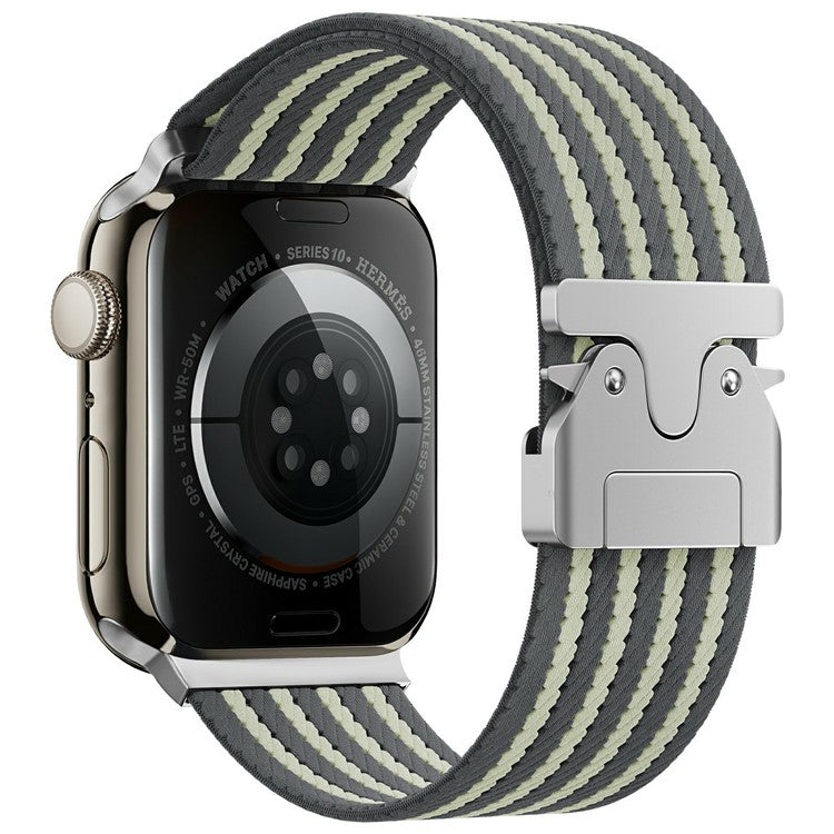 KALEBOL Nylon Watch Band for Apple Watch Series 10 Ultra 9 8 7 SE 6 5 4 3 2 1 46mm 49mm 45mm 44mm 42mm Wrist Strap - Grey+Light Yellow