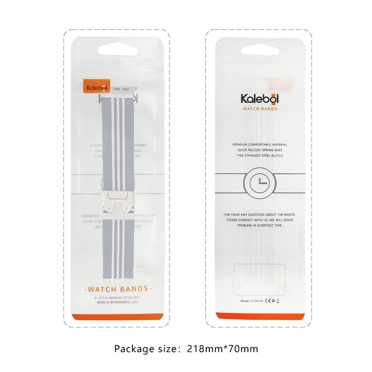 KALEBOL Nylon Watch Band for Apple Watch Series 10 9 8 7 SE 6 5 4 3 2 1 42mm 41mm 40mm 38mm Parachute Buckle Strap - Green+White / Single Stripe