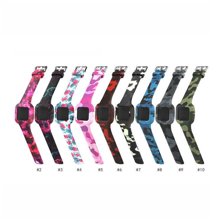 Soft Silicone Smart Watch Strap Replacement Watch Band for GarminFit JR3 - Camouflage Green