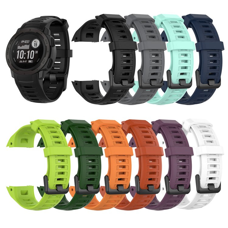 Silicone Watch Band for Garmin Instinct Tactical / Instinct Tide / Instinct 2 / Instinct Wrist Strap with Black Buckle - White