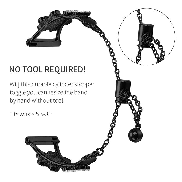 For SyncUP Kids Watch Metal Band Replacement Watch Strap Heart Clover Decor - Black