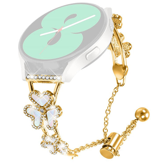 For Coros Pace 2 Watch Strap Replacement Metal Band Heart Clover Decor - Gold