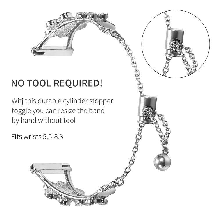 For Coros Apex 2 Metal Band Heart Clover Decor Watch Strap - Silver