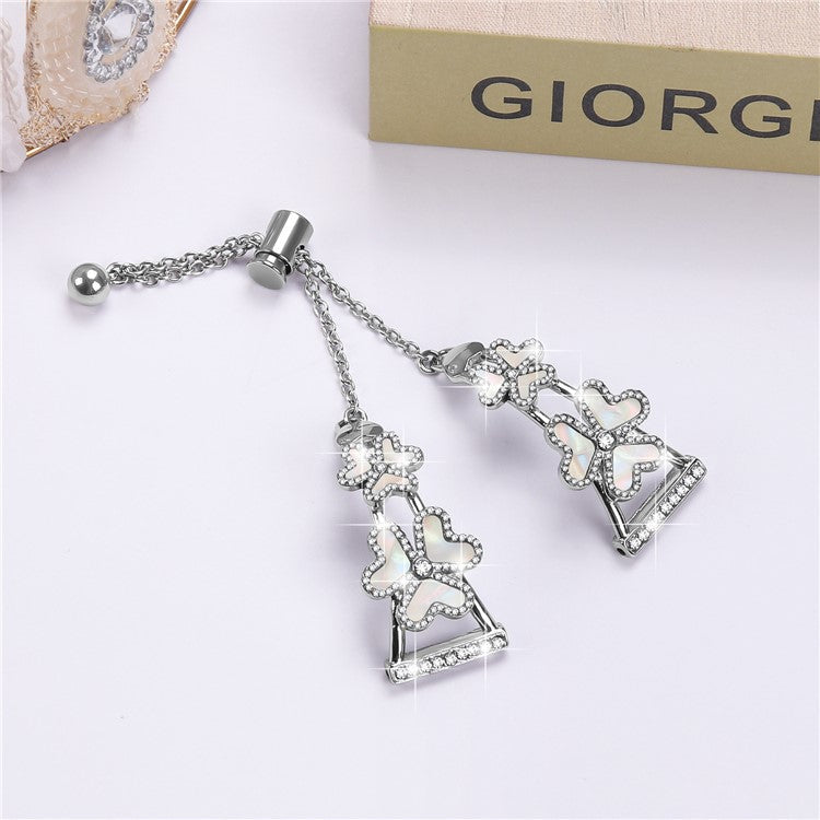 For Coros Apex 2 Metal Band Heart Clover Decor Watch Strap - Silver