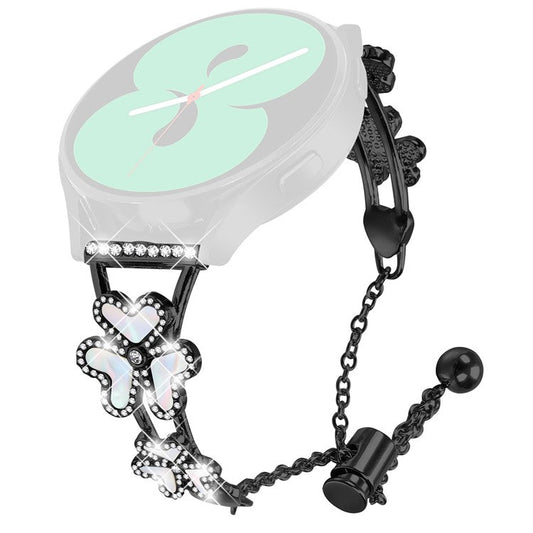 For Mibro Lite Watch Strap Replacement Metal Band Heart Clover Decor - Black