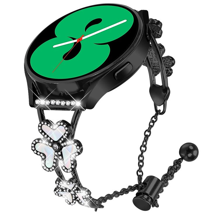 For Mibro Lite Watch Strap Replacement Metal Band Heart Clover Decor - Black