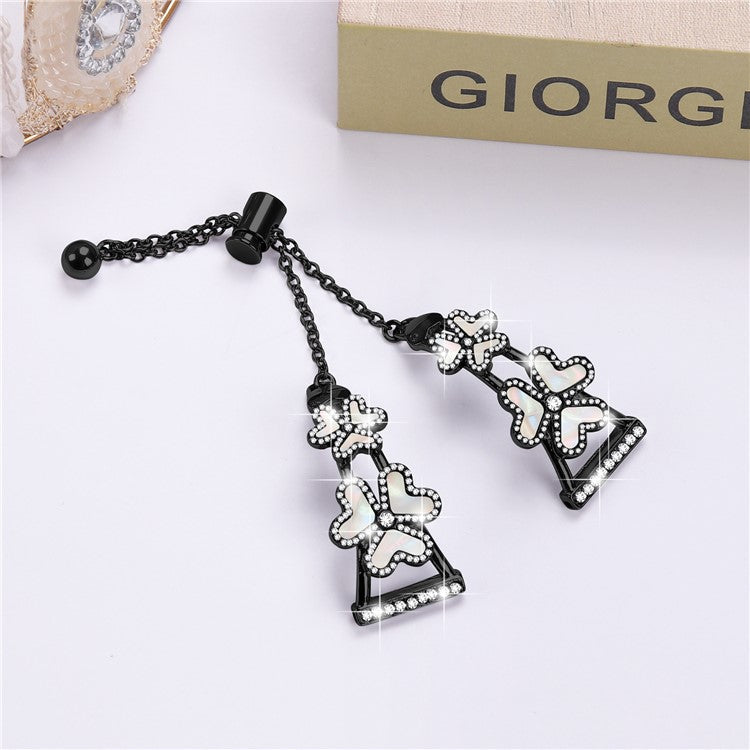 For Mibro Lite Watch Strap Replacement Metal Band Heart Clover Decor - Black